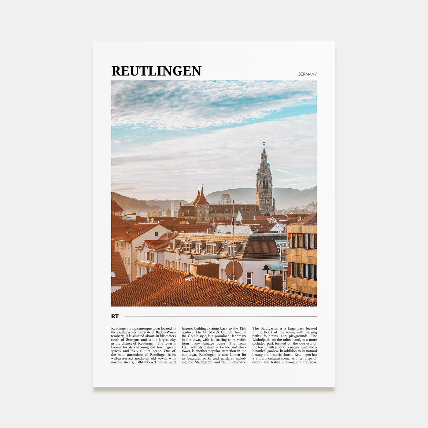 Reutlingen Travel Color Poster