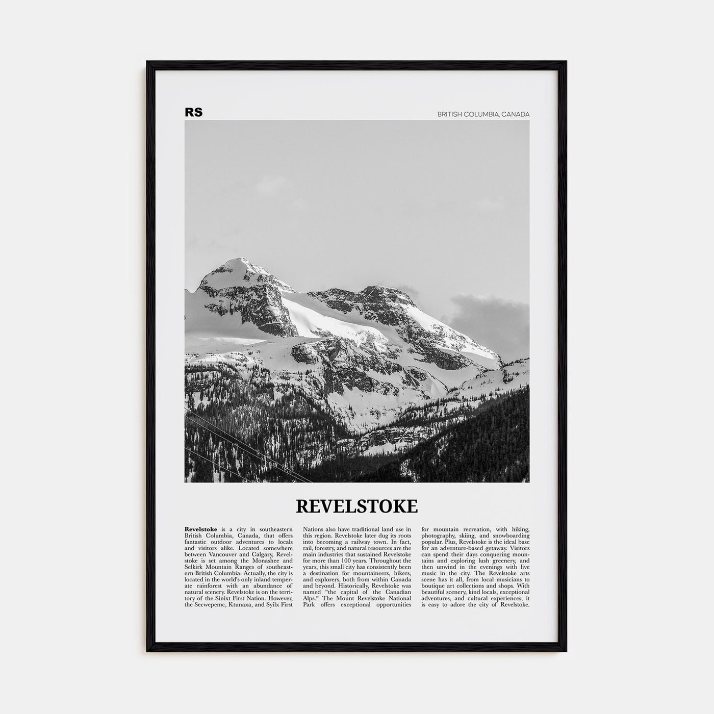 Revelstoke Travel B&W Poster