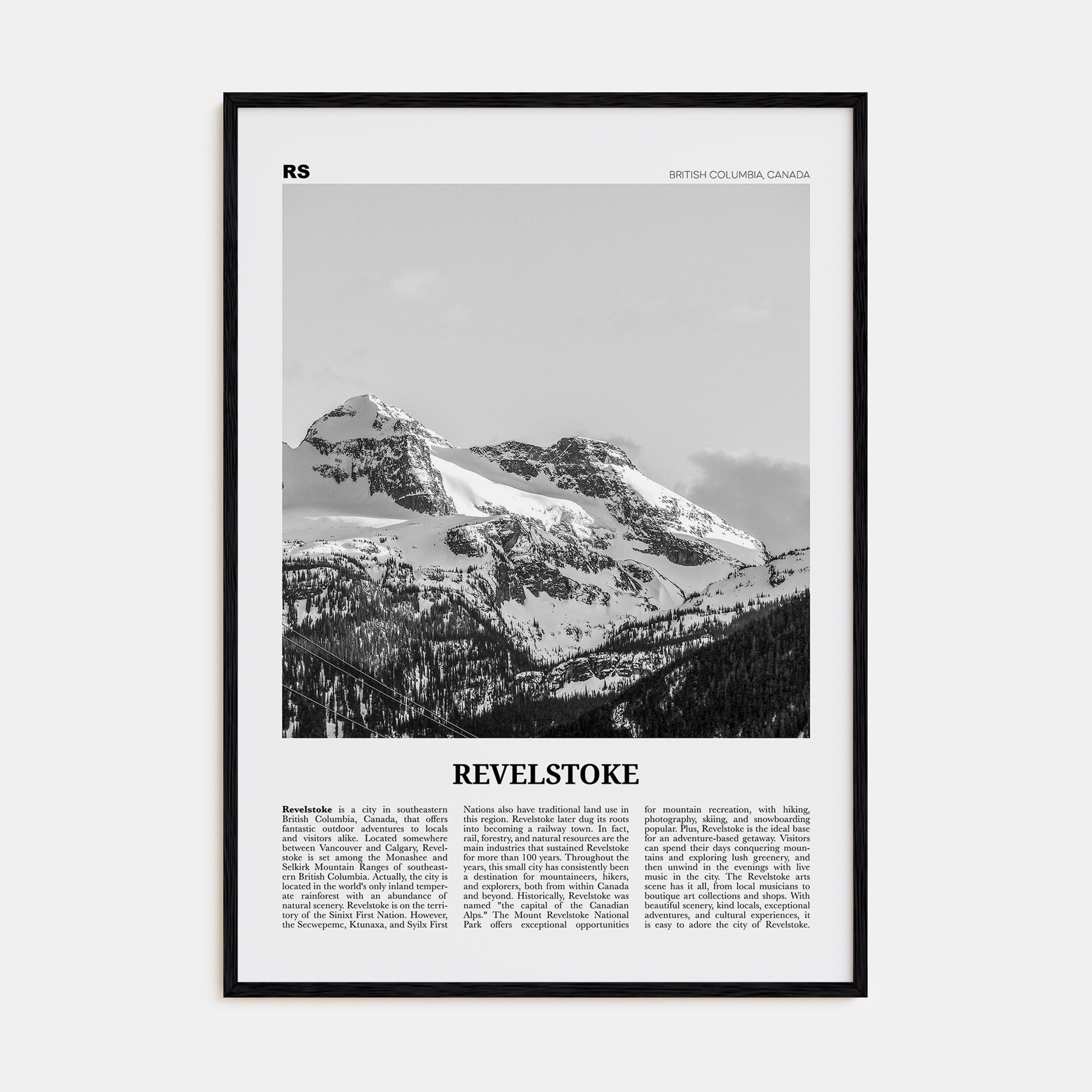 Revelstoke Travel B&W Poster