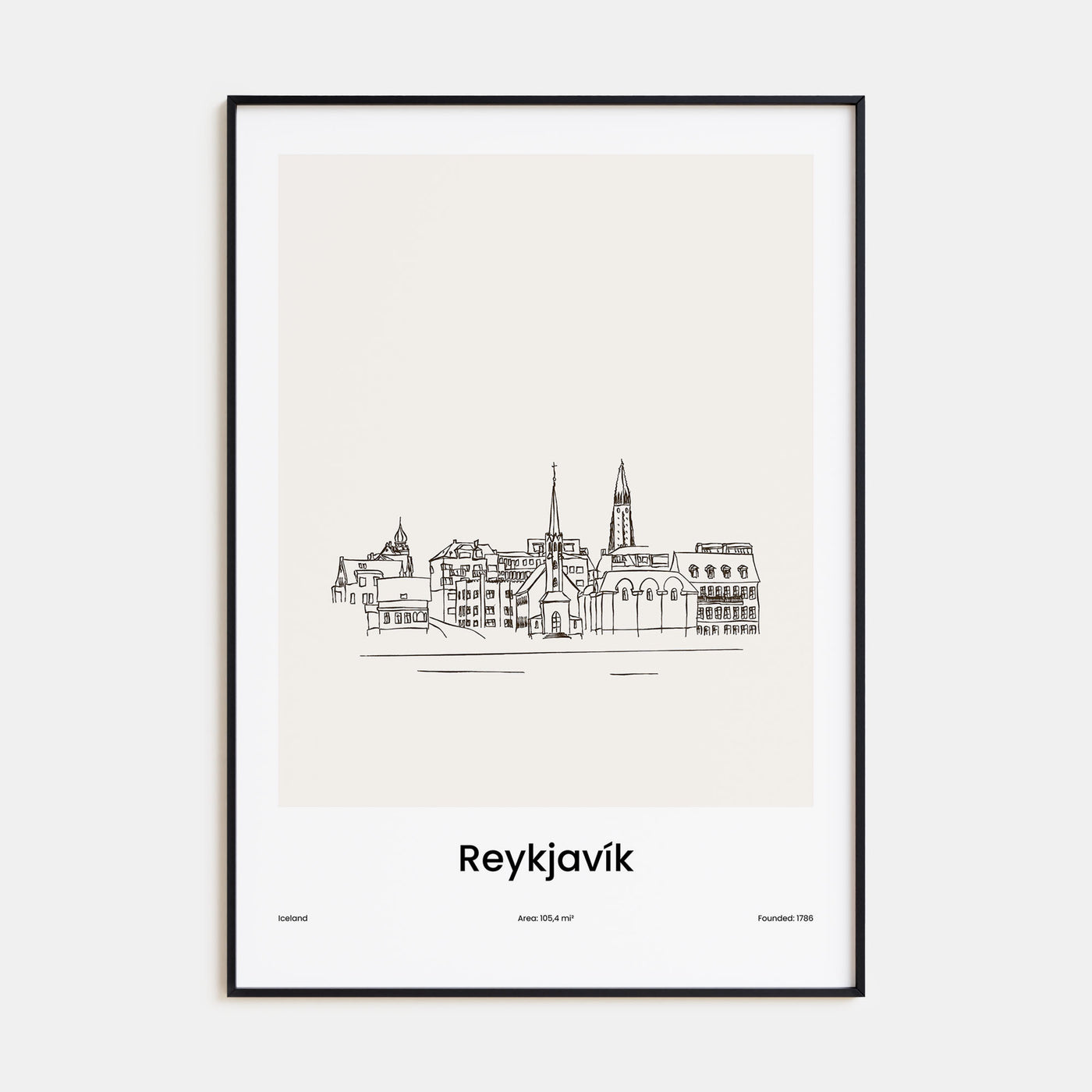 Reykjavík Drawn Poster