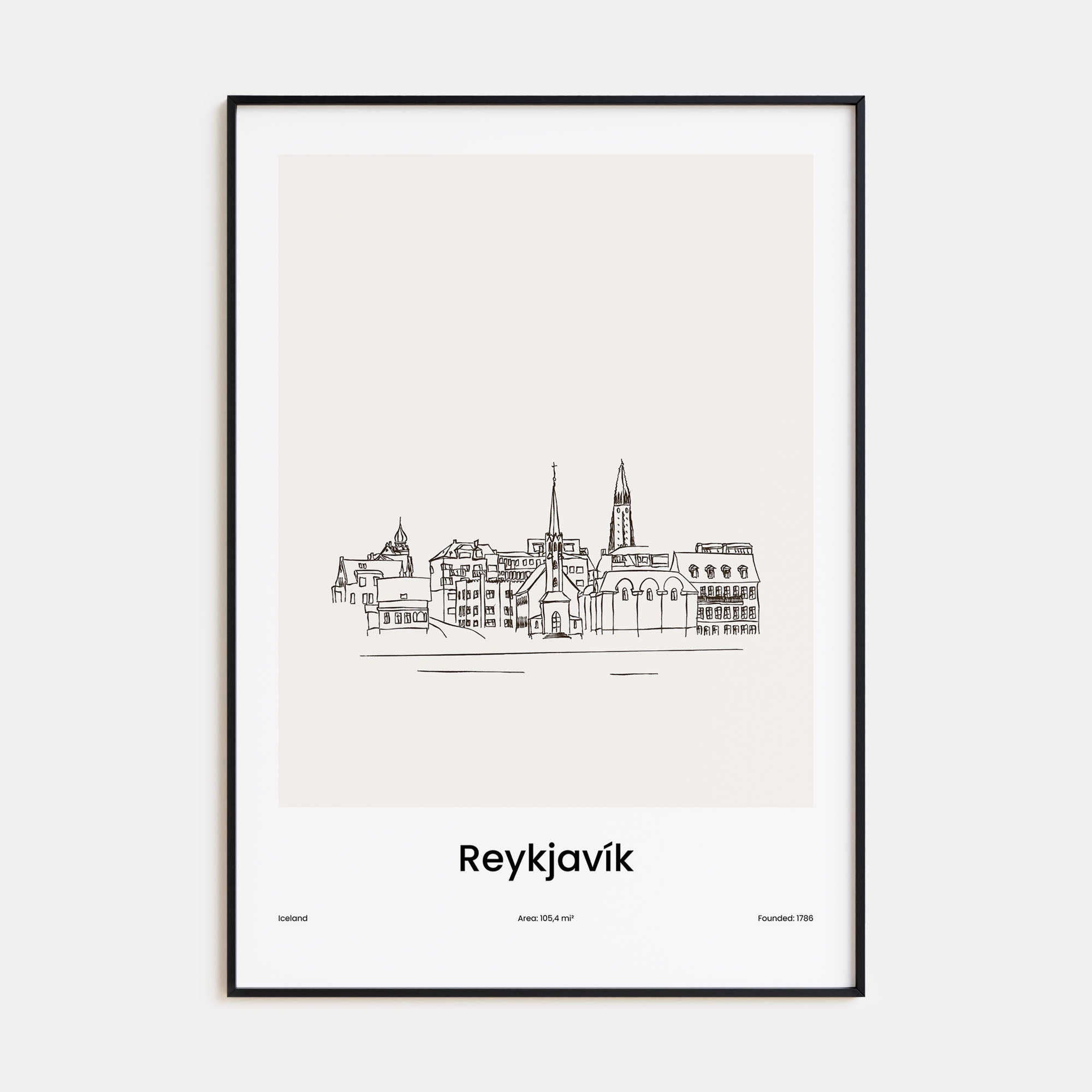 Reykjavík Drawn Poster