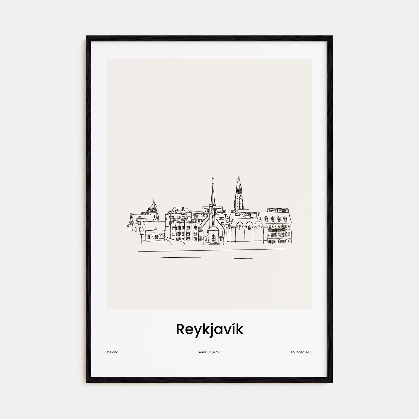 Reykjavík Drawn Poster