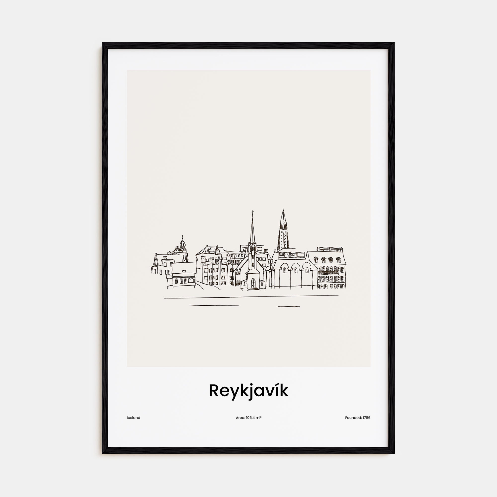 Reykjavík Drawn Poster