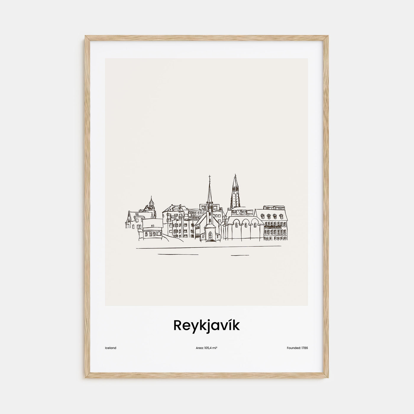 Reykjavík Drawn Poster