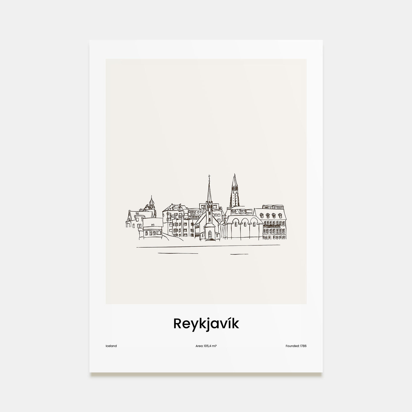 Reykjavík Drawn Poster