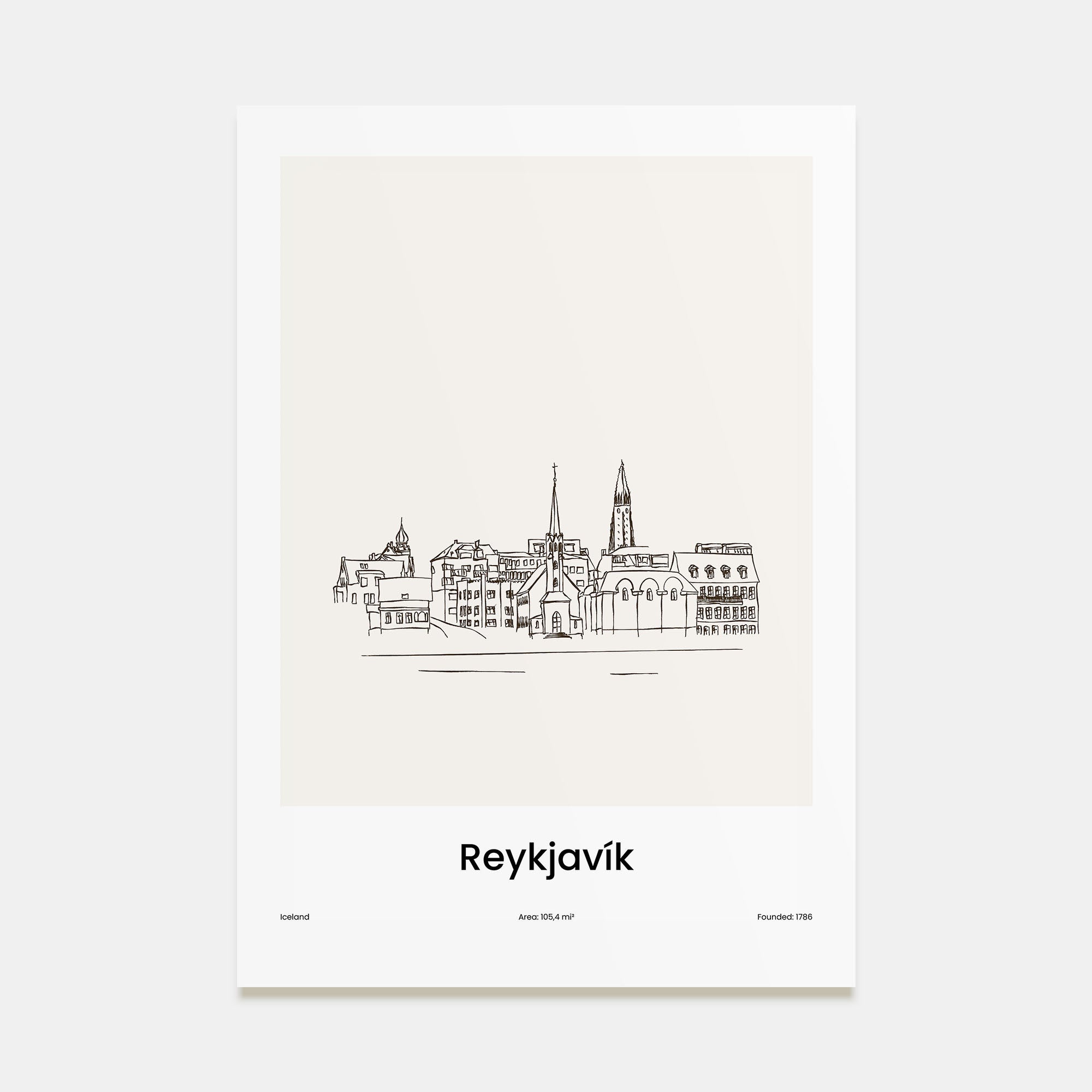 Reykjavík Drawn Poster