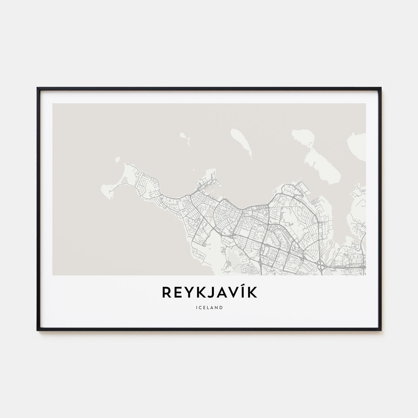 Reykjavík Map Landscape Poster