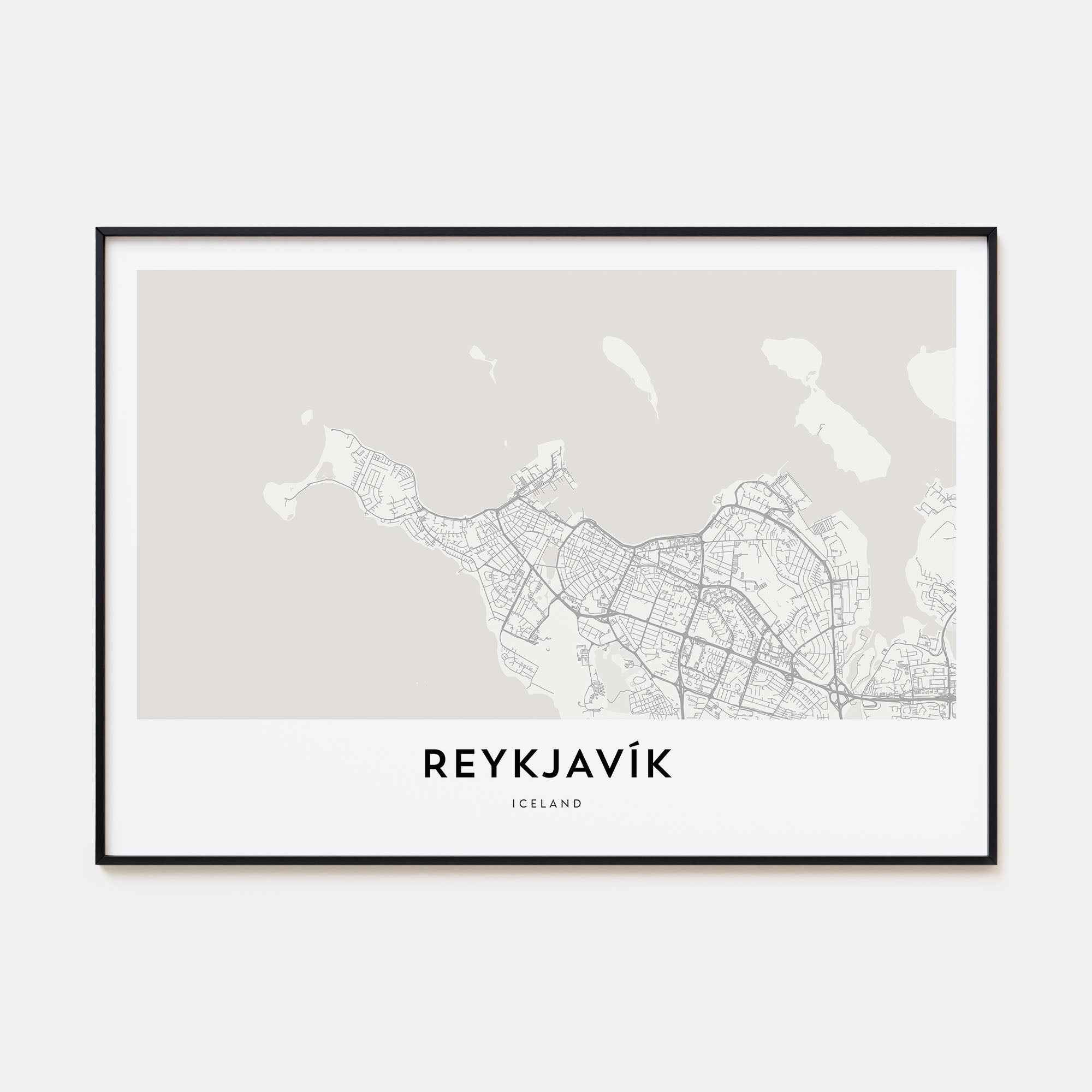 Reykjavík Map Landscape Poster