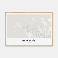 Reykjavík Map Landscape Poster