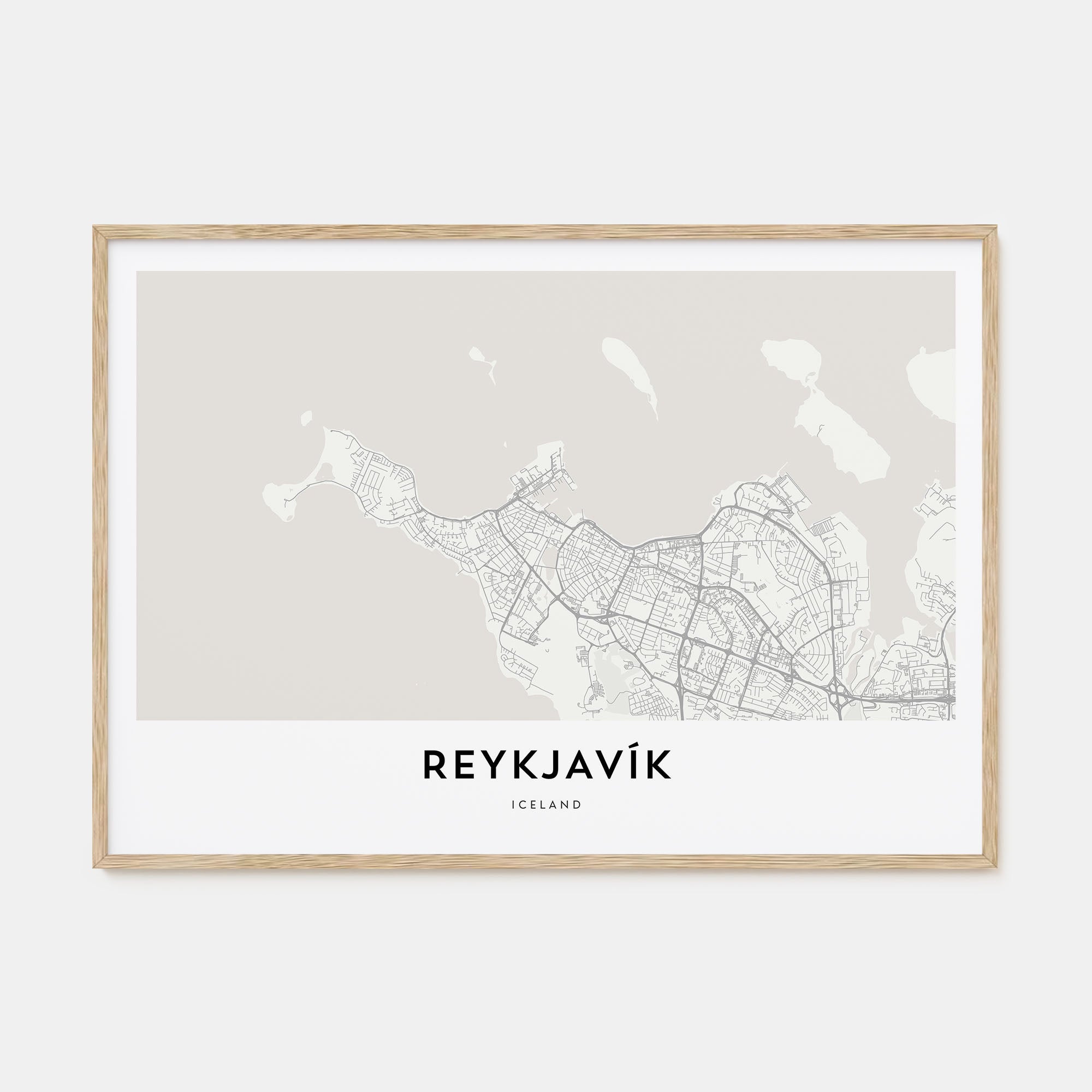 Reykjavík Map Landscape Poster