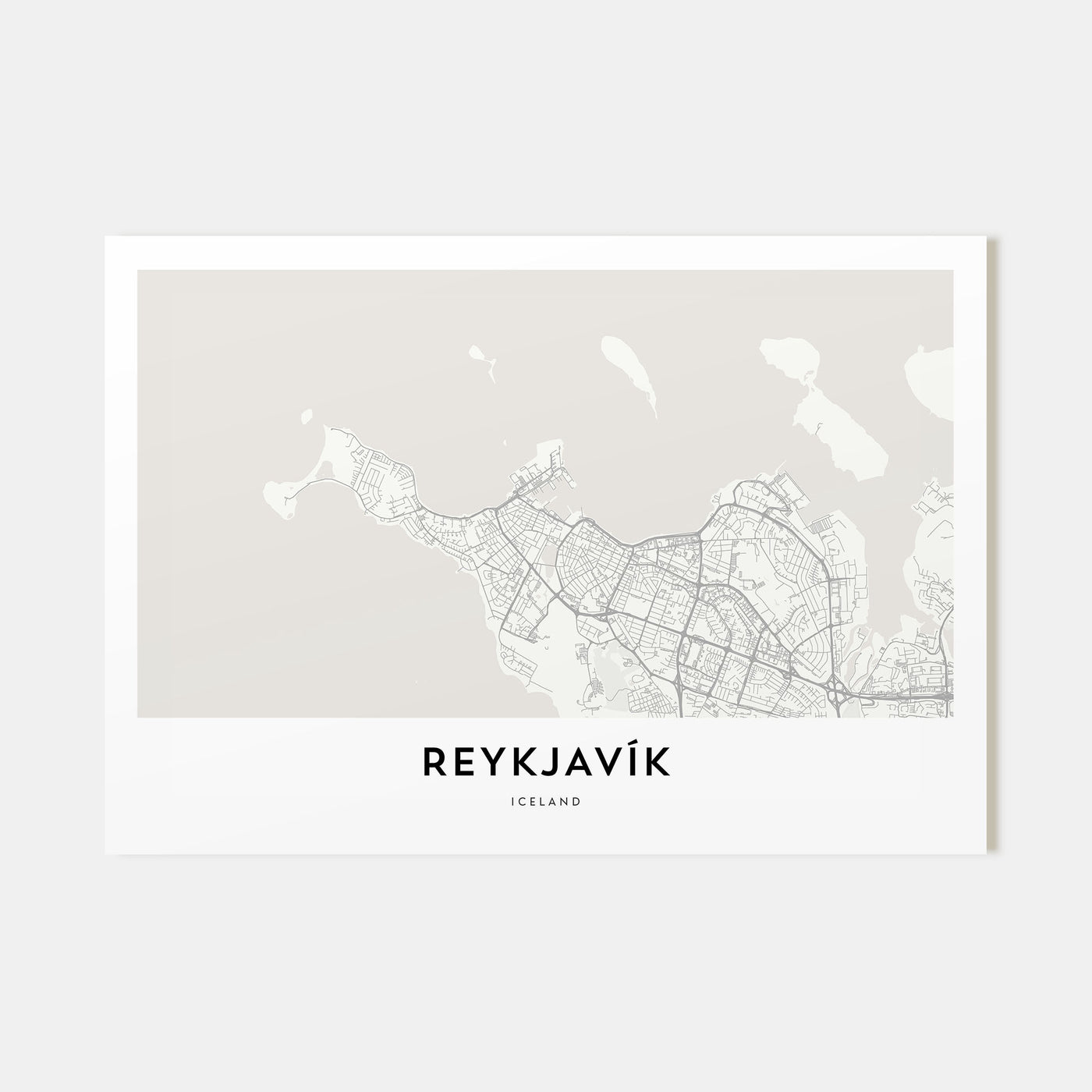 Reykjavík Map Landscape Poster