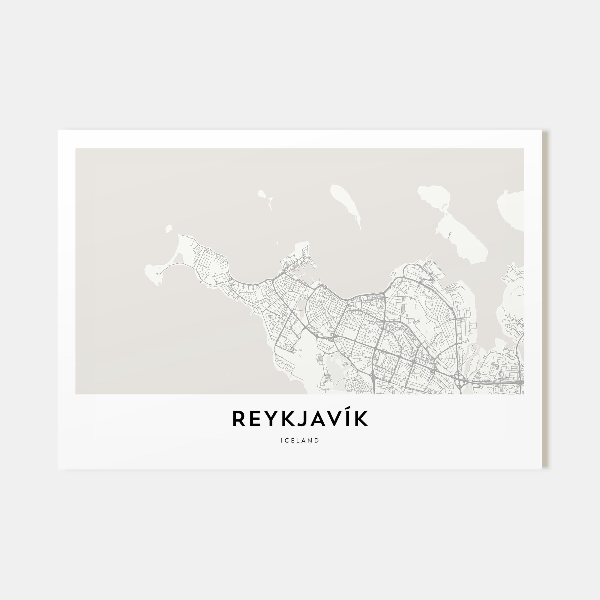 Reykjavík Map Landscape Poster