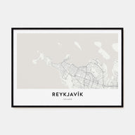 Reykjavík Map Landscape Poster