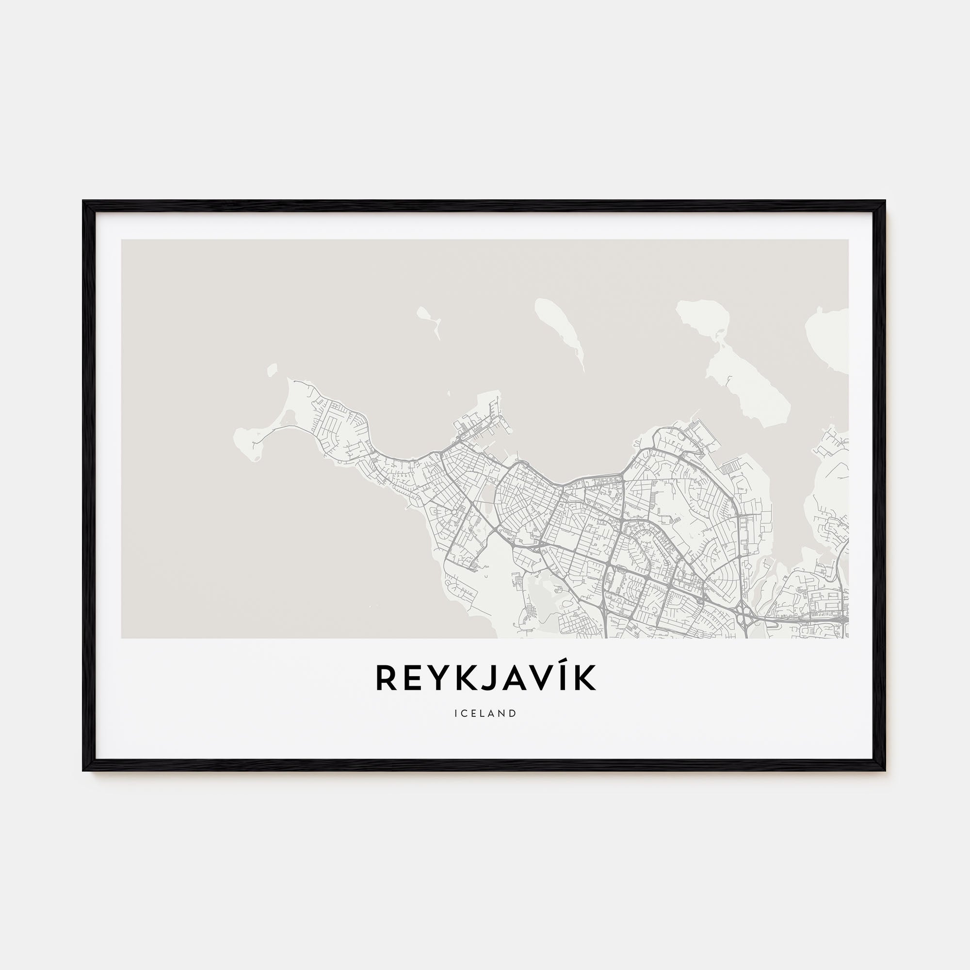Reykjavík Map Landscape Poster