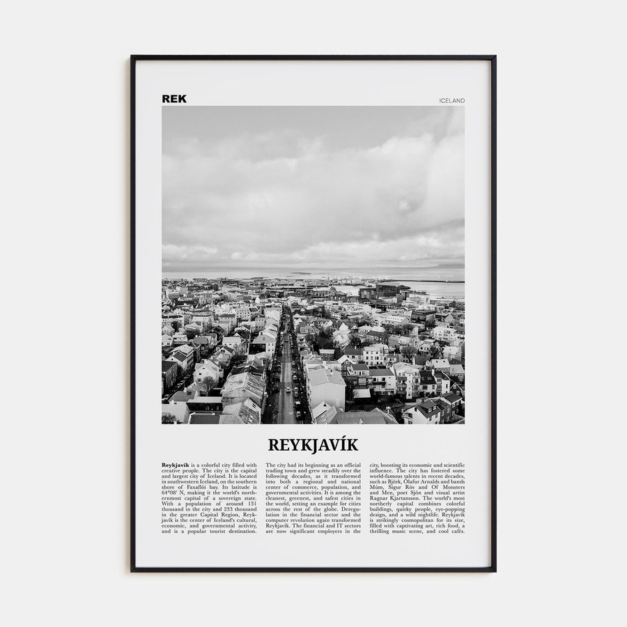 Reykjavík Travel B&W Poster
