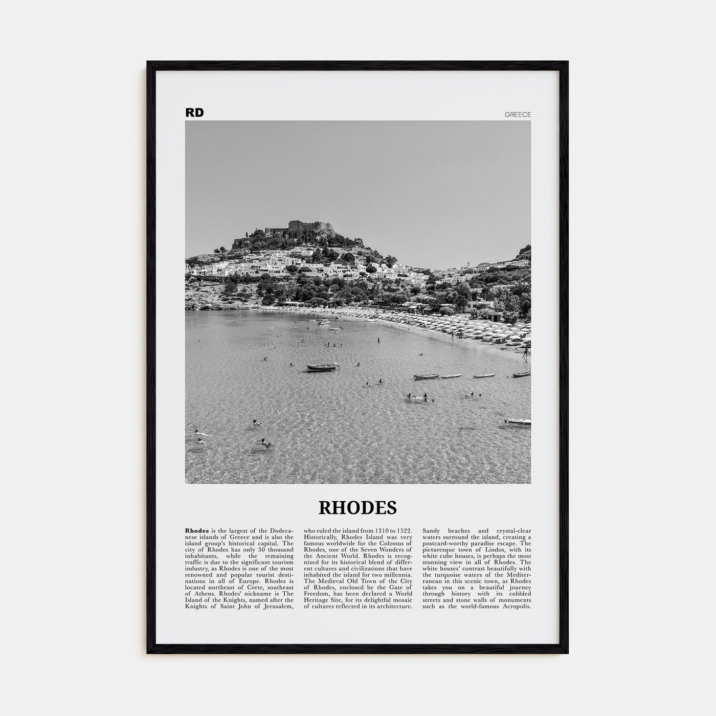 Rhodes Travel B&W Poster