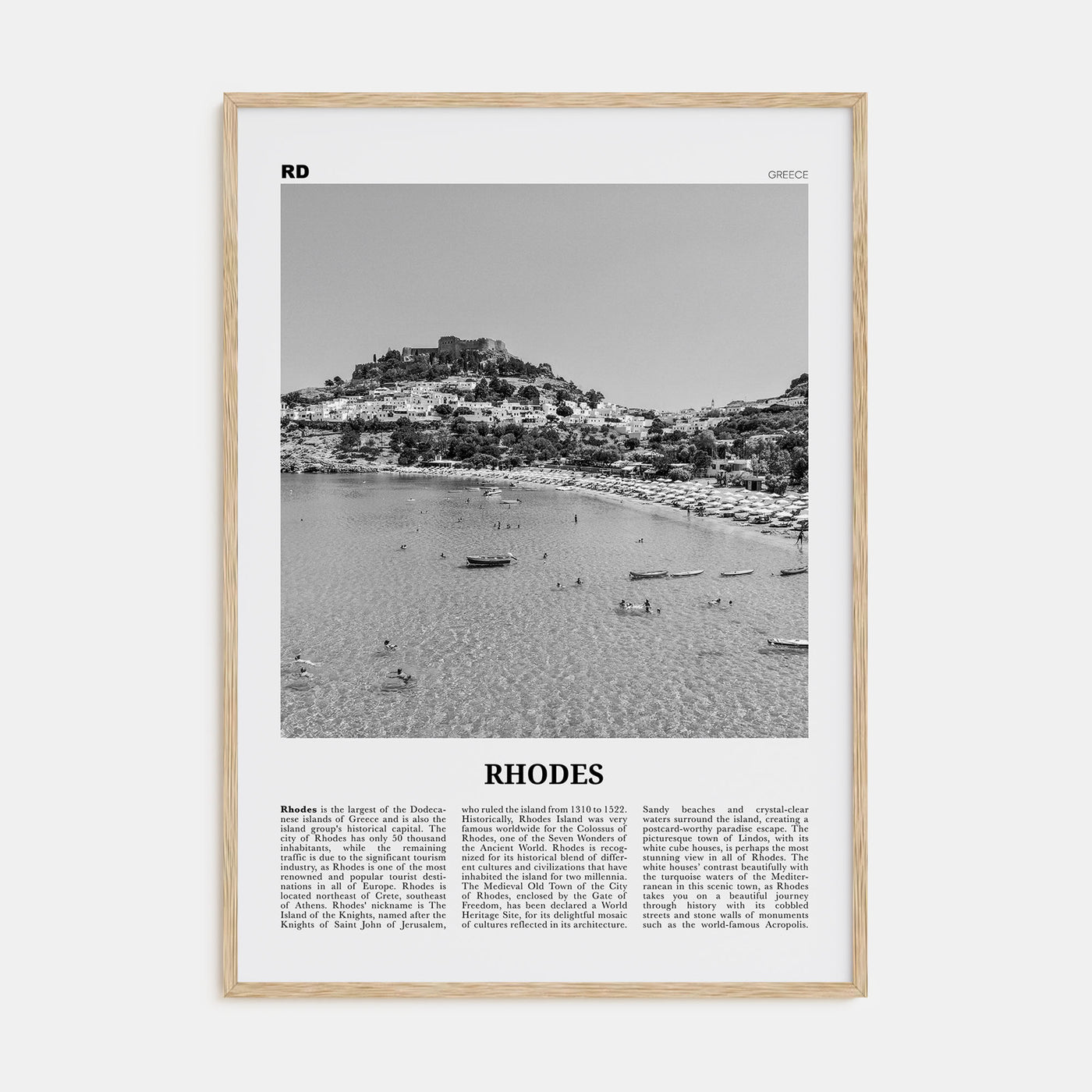 Rhodes Travel B&W Poster