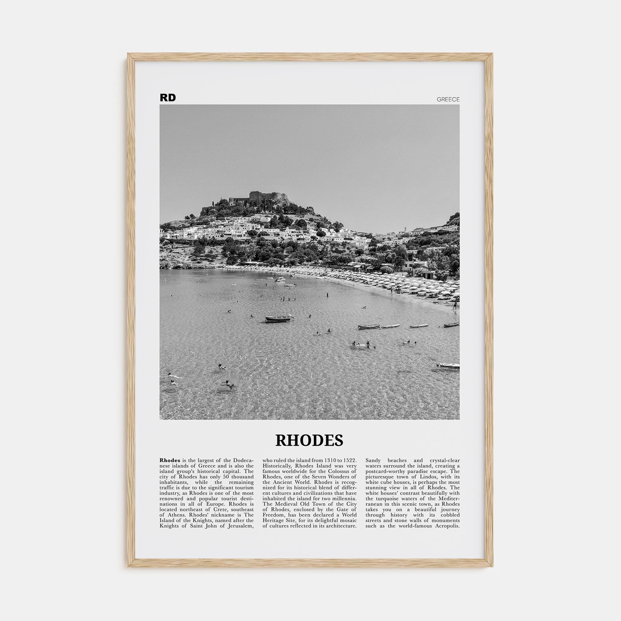 Rhodes Travel B&W Poster