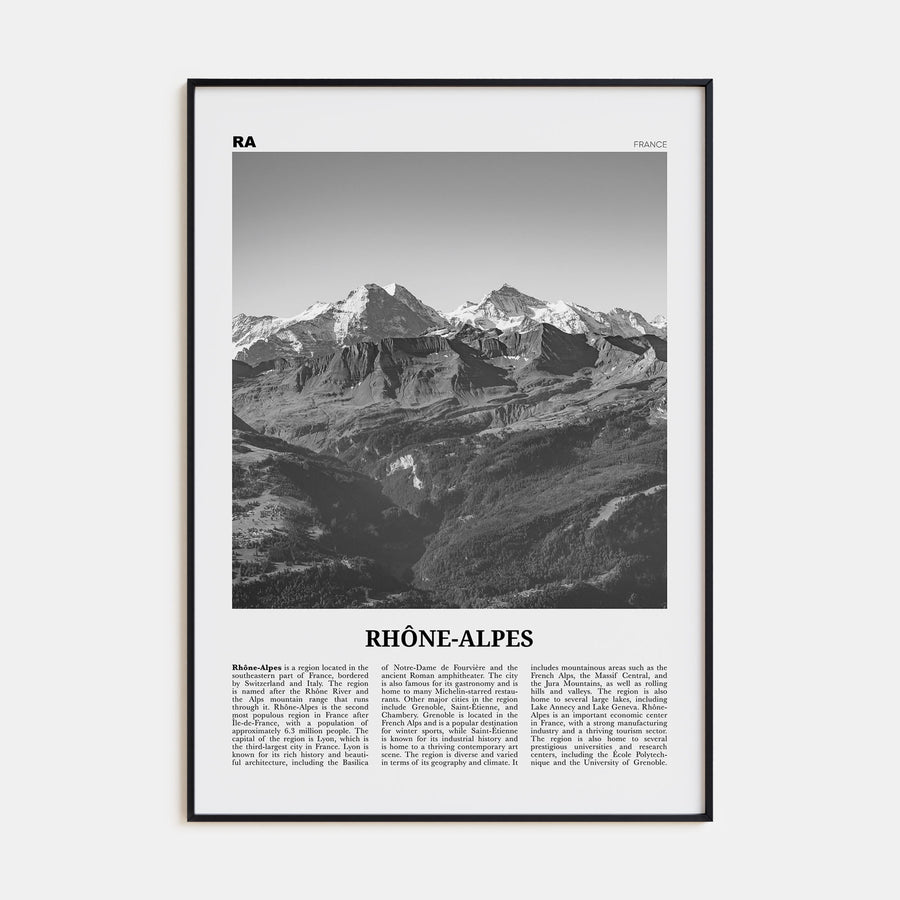 Rhône-Alpes Travel B&W Poster