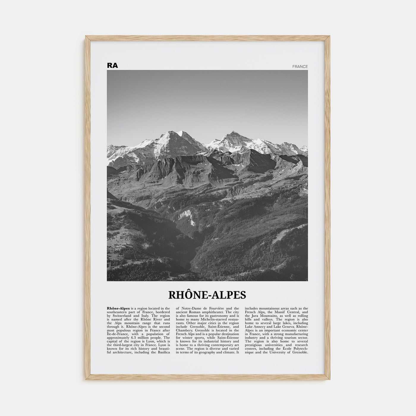 Rhône-Alpes Travel B&W Poster