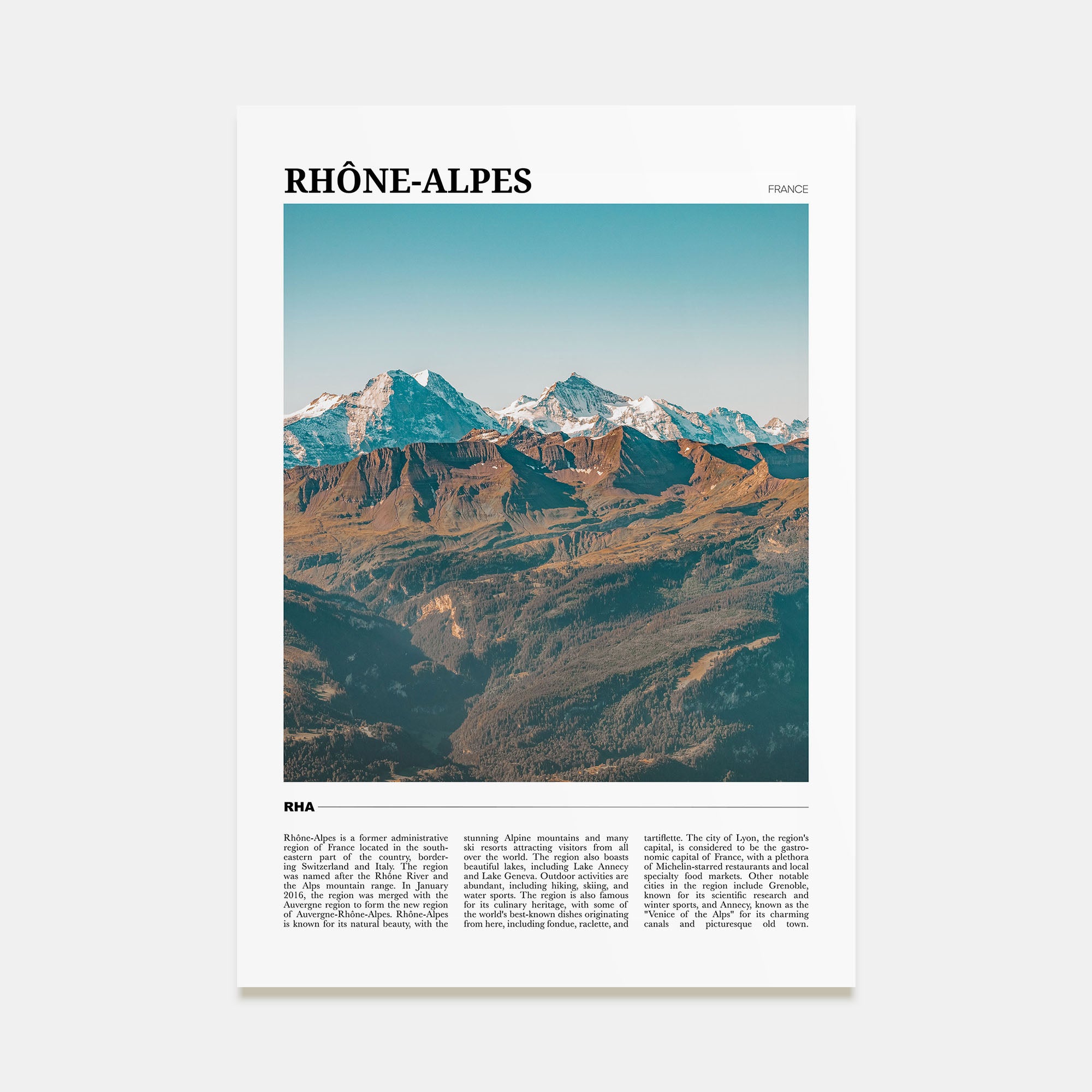 Rhône-Alpes Travel Color Poster