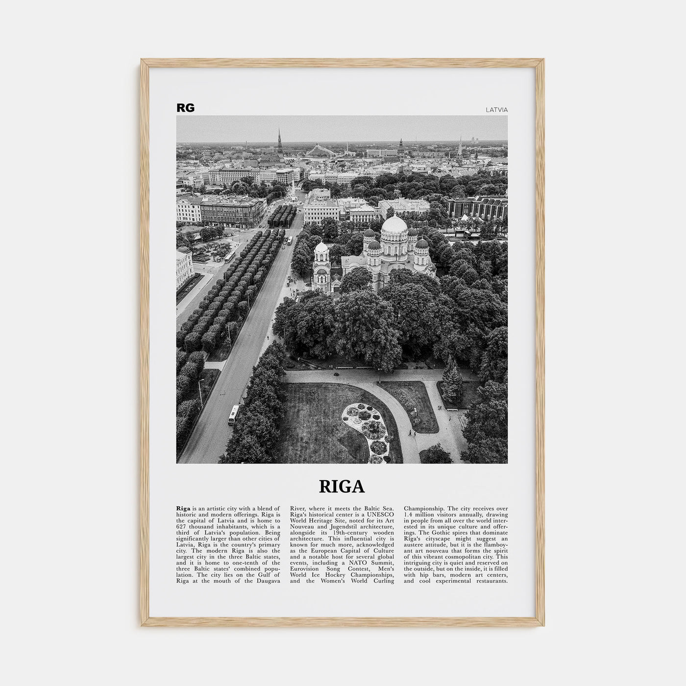 Riga Travel B&W Poster
