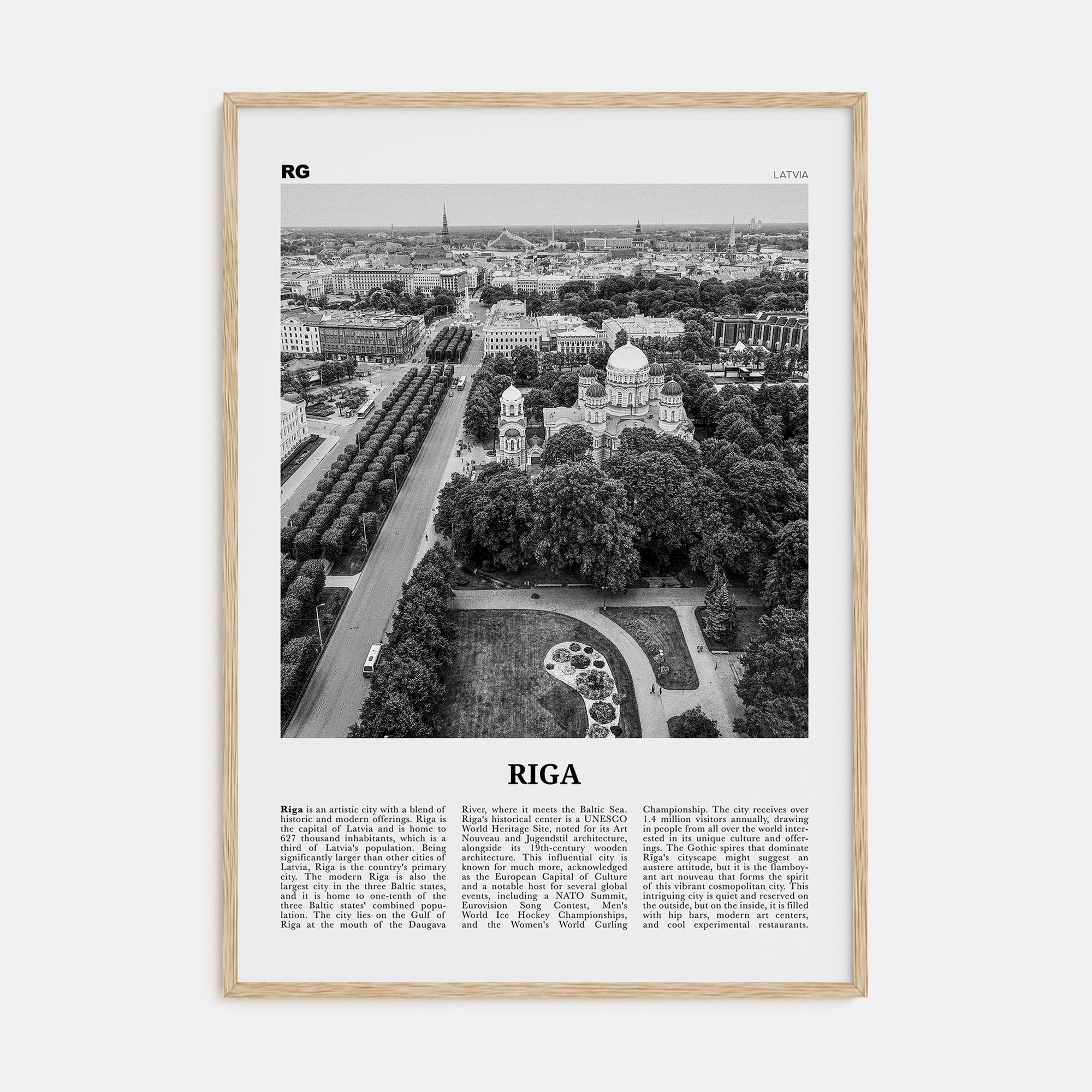 Riga Travel B&W Poster