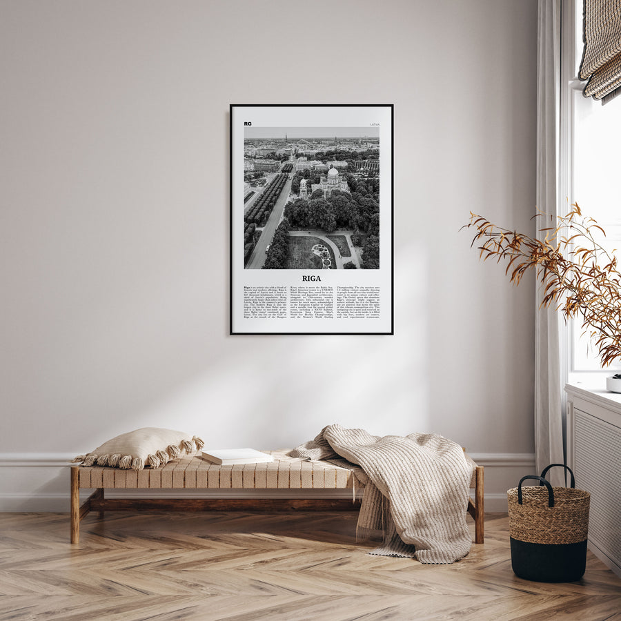 Riga Travel B&W Poster