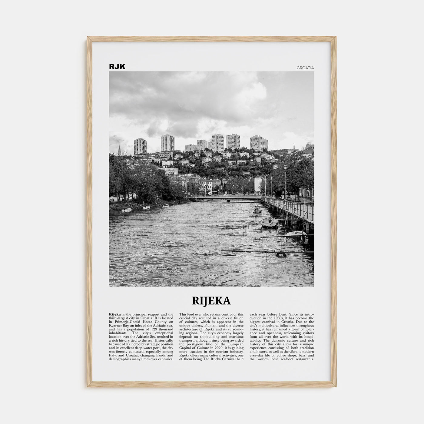 Rijeka Travel B&W Poster