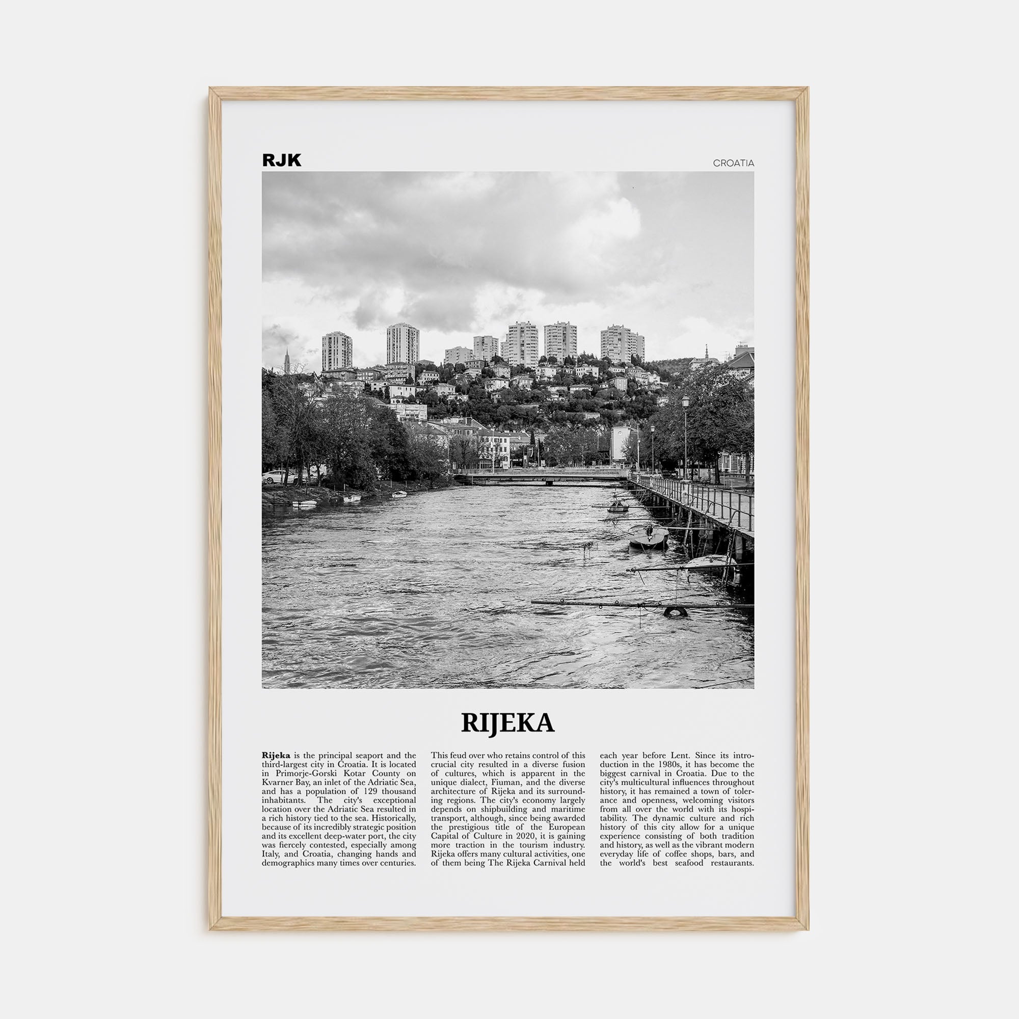 Rijeka Travel B&W Poster