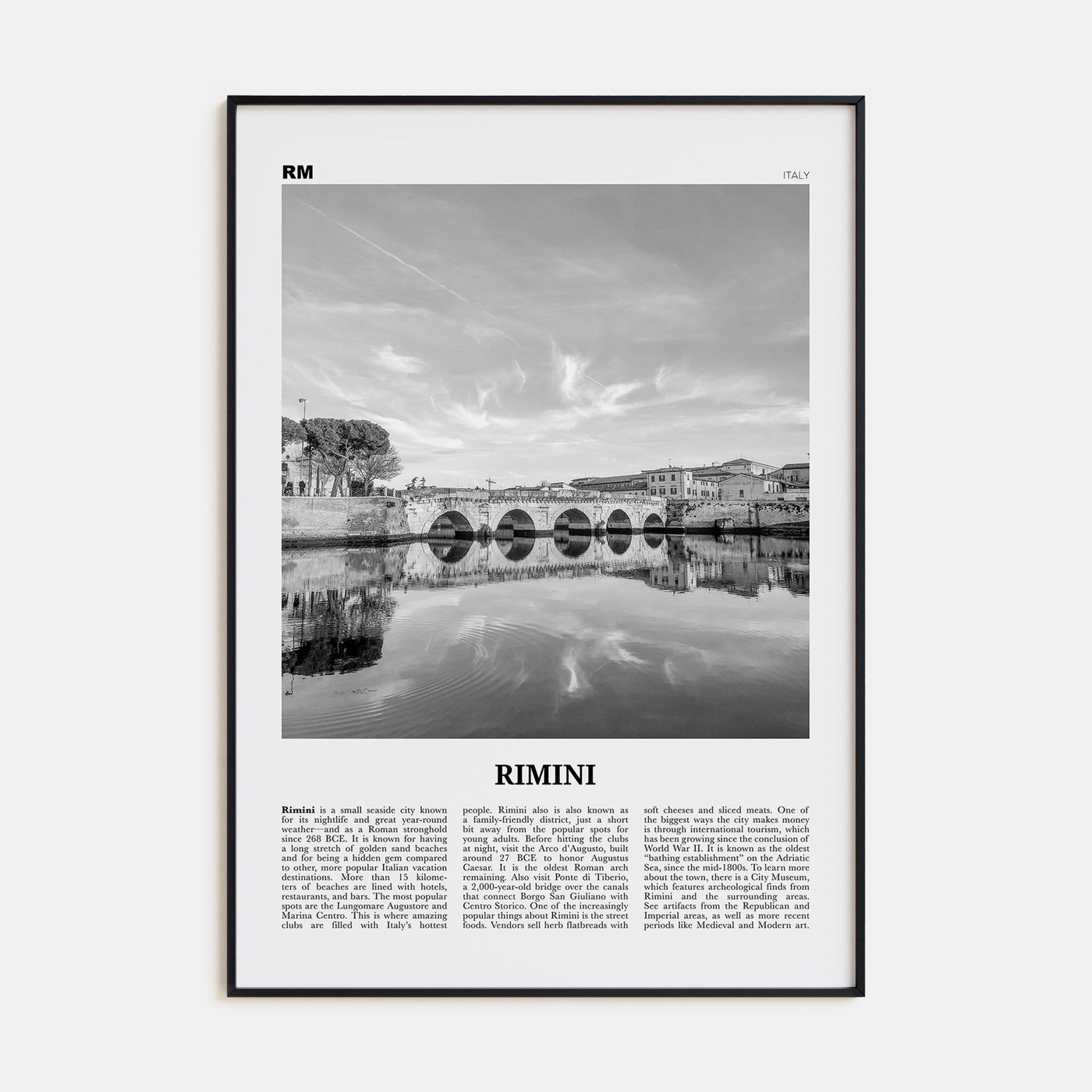 Rimini Travel B&W Poster