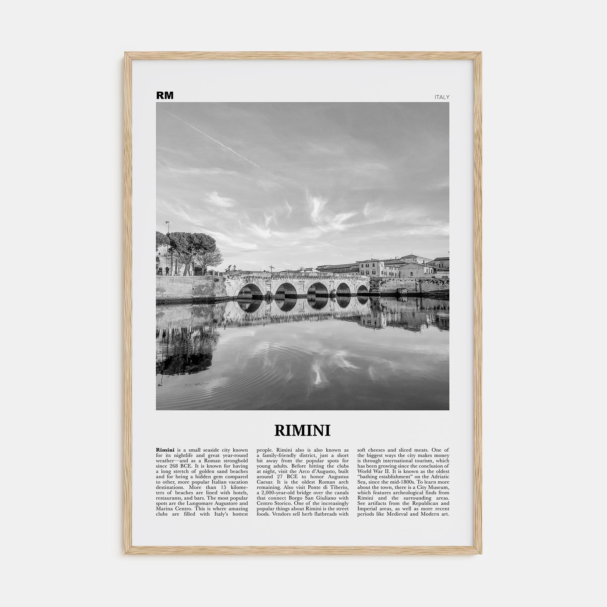 Rimini Travel B&W Poster