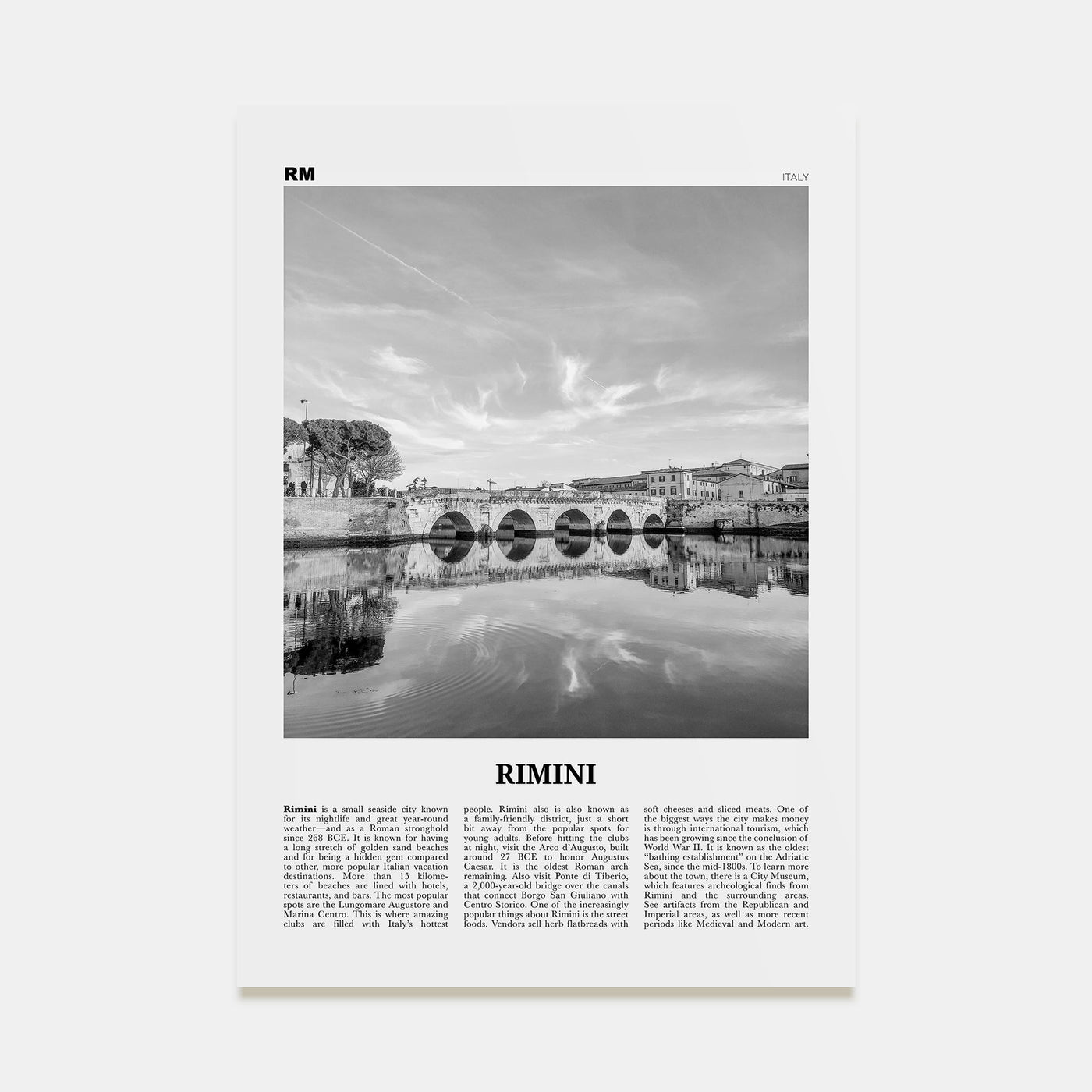 Rimini Travel B&W Poster