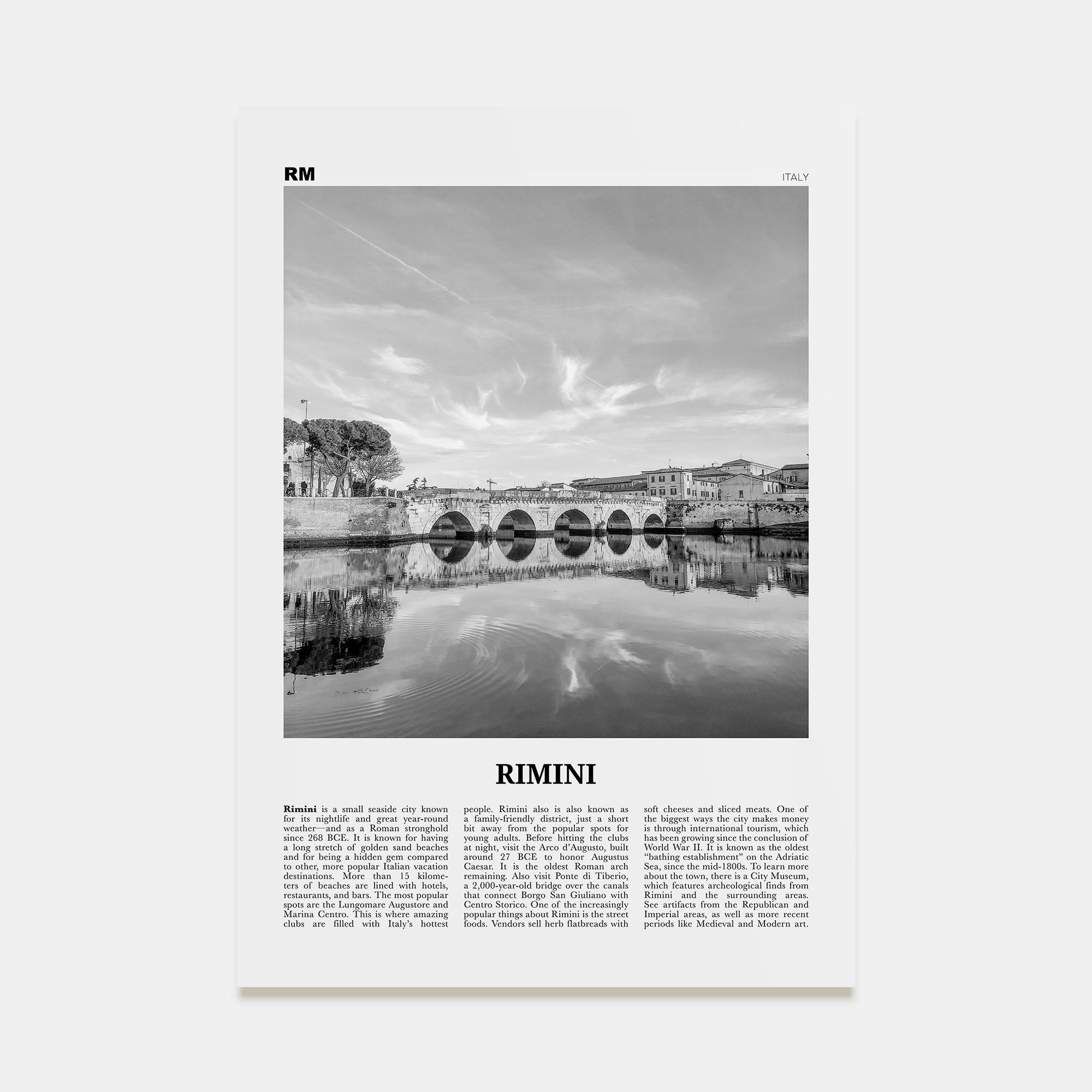 Rimini Travel B&W Poster