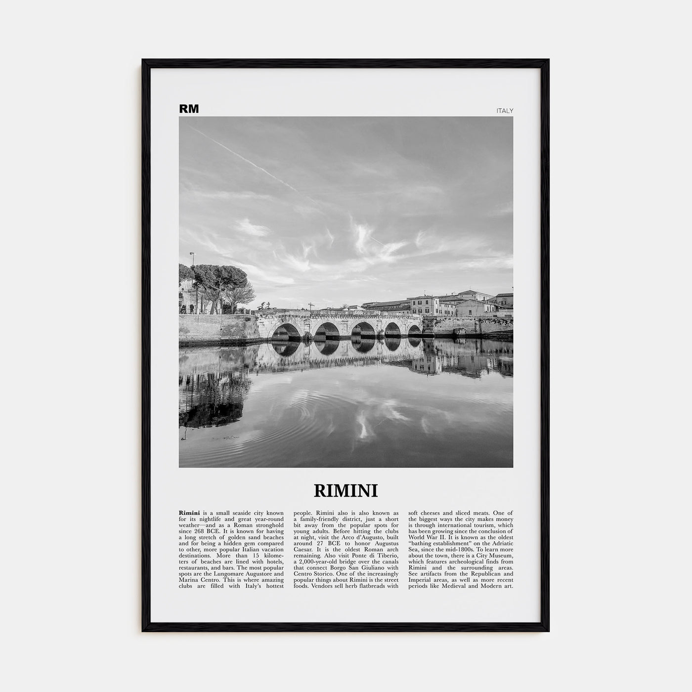 Rimini Travel B&W Poster