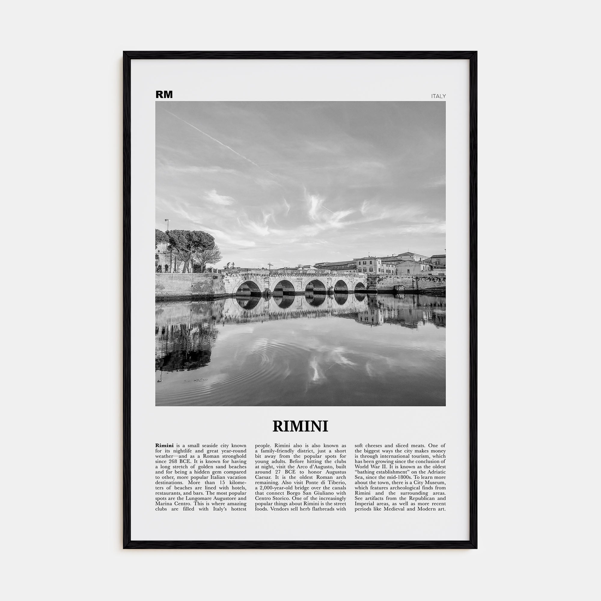 Rimini Travel B&W Poster