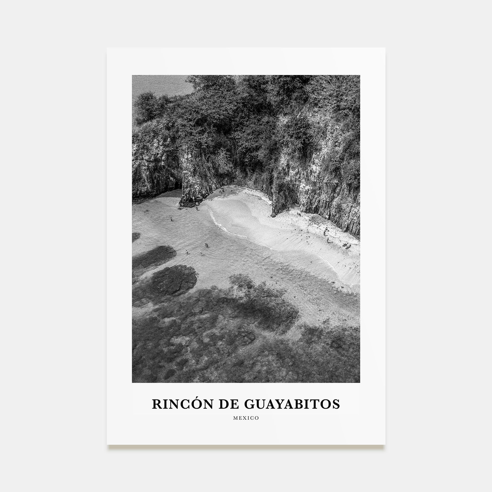 Rincón de Guayabitos Portrait B&W Poster