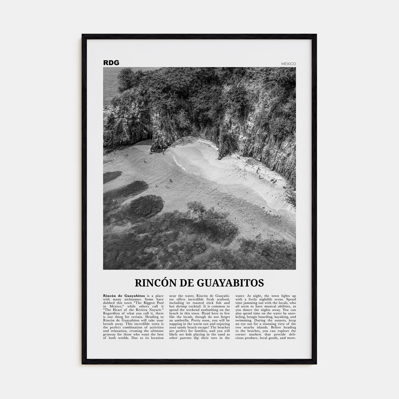 Rincón de Guayabitos Travel B&W Poster