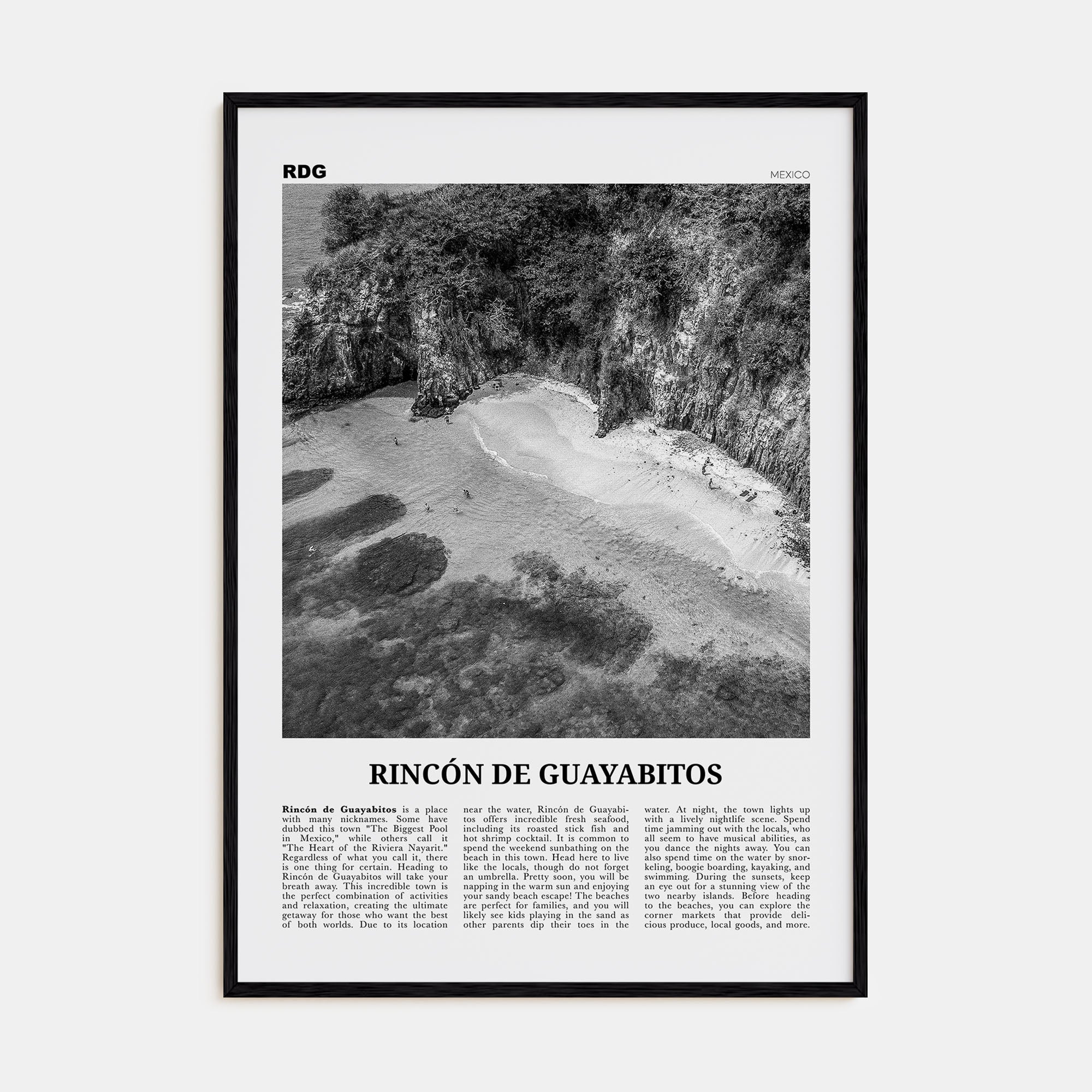 Rincón de Guayabitos Travel B&W Poster
