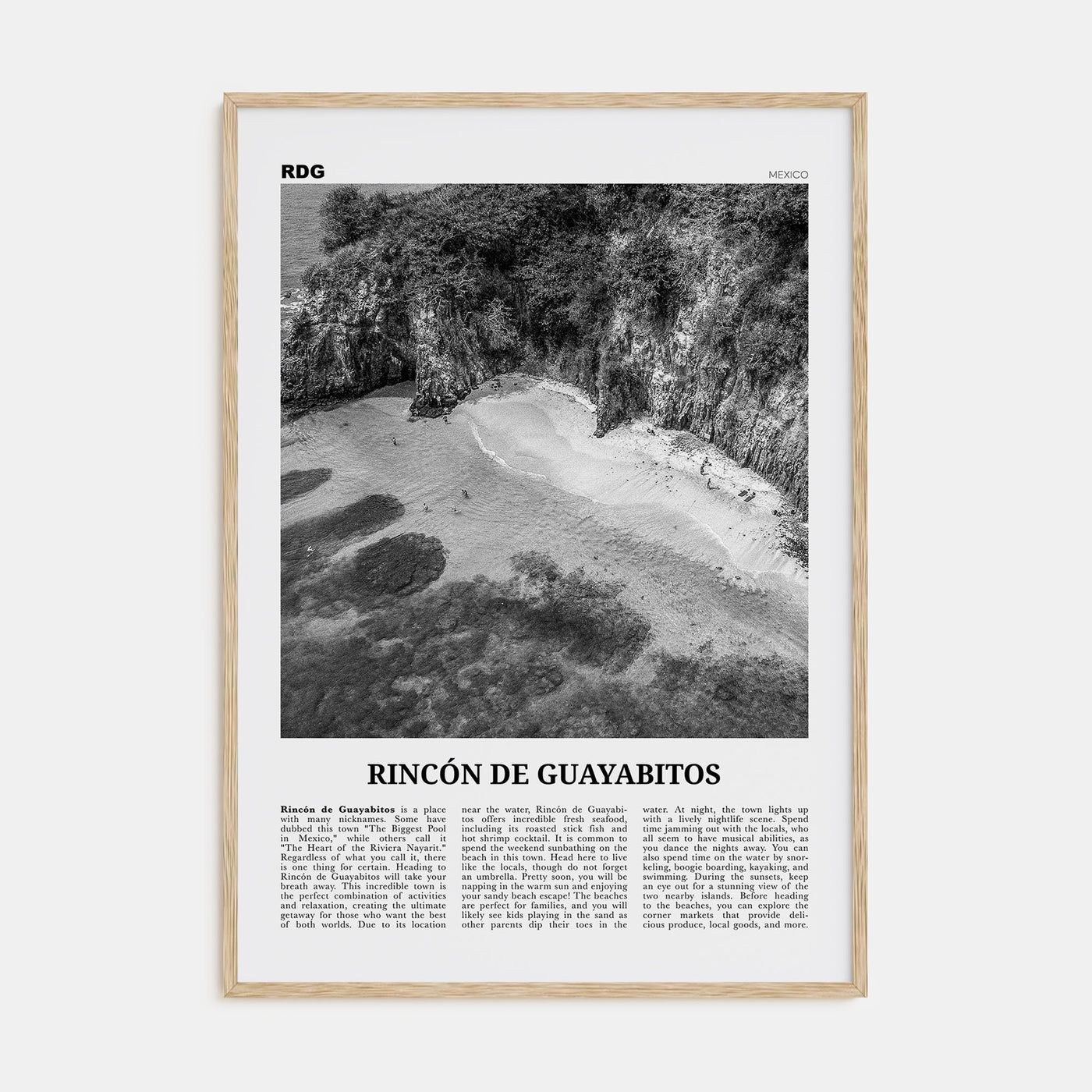 Rincón de Guayabitos Travel B&W Poster