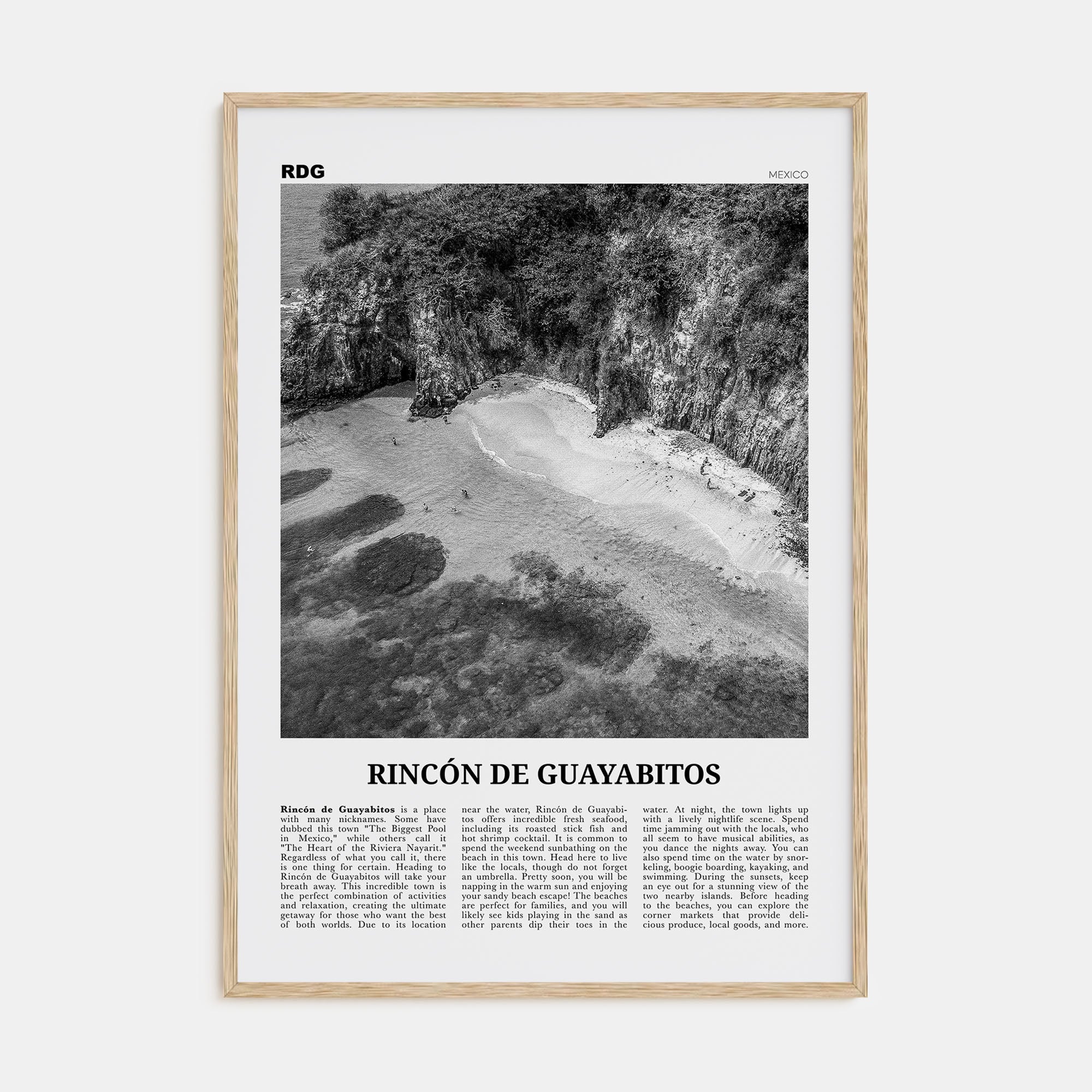 Rincón de Guayabitos Travel B&W Poster