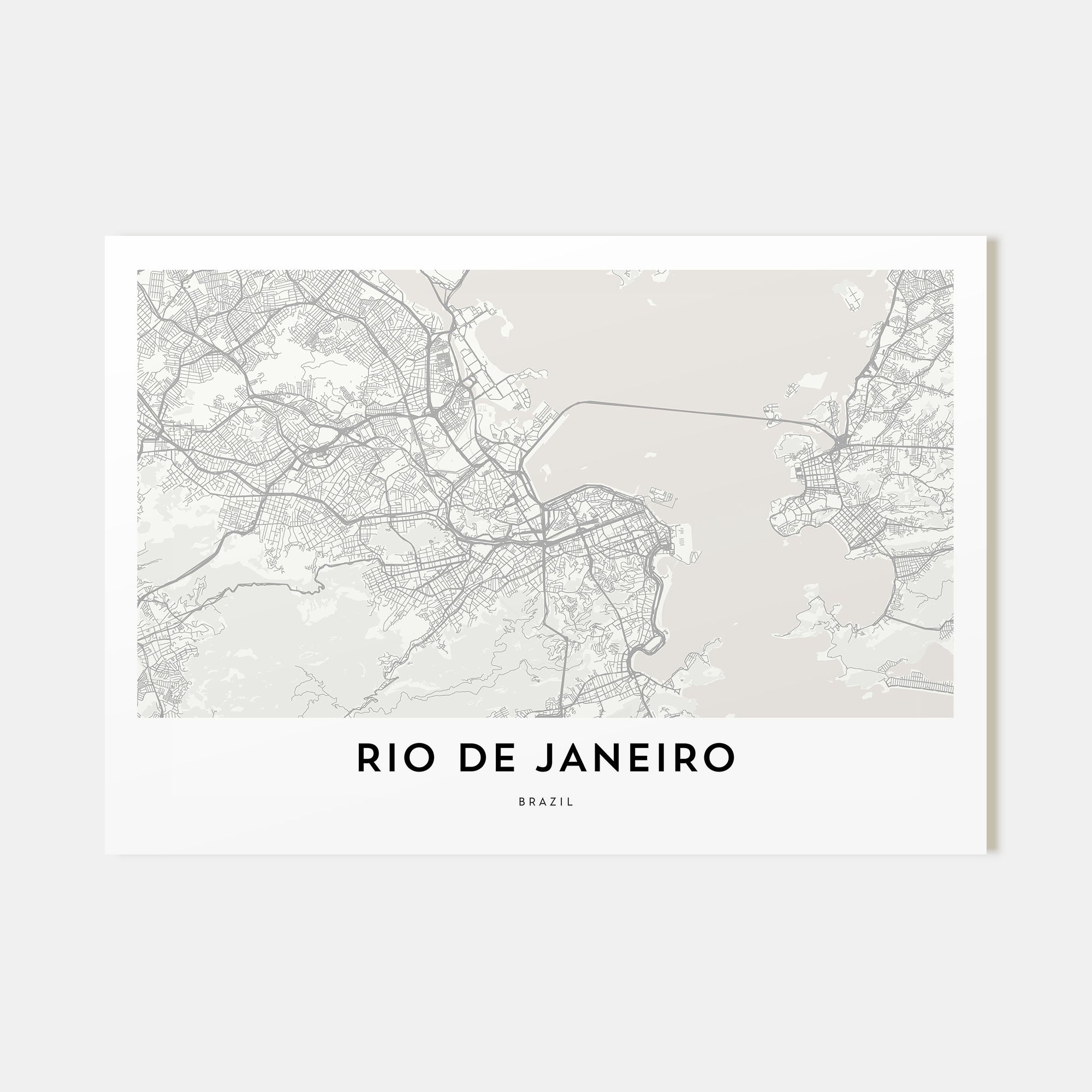 Rio de Janeiro Map Landscape Poster