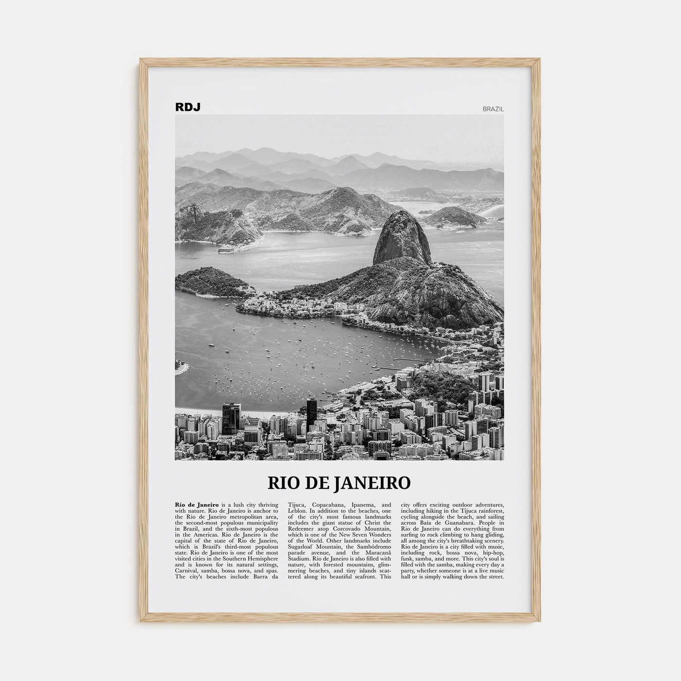 Rio de Janeiro Travel B&W No 1 Poster