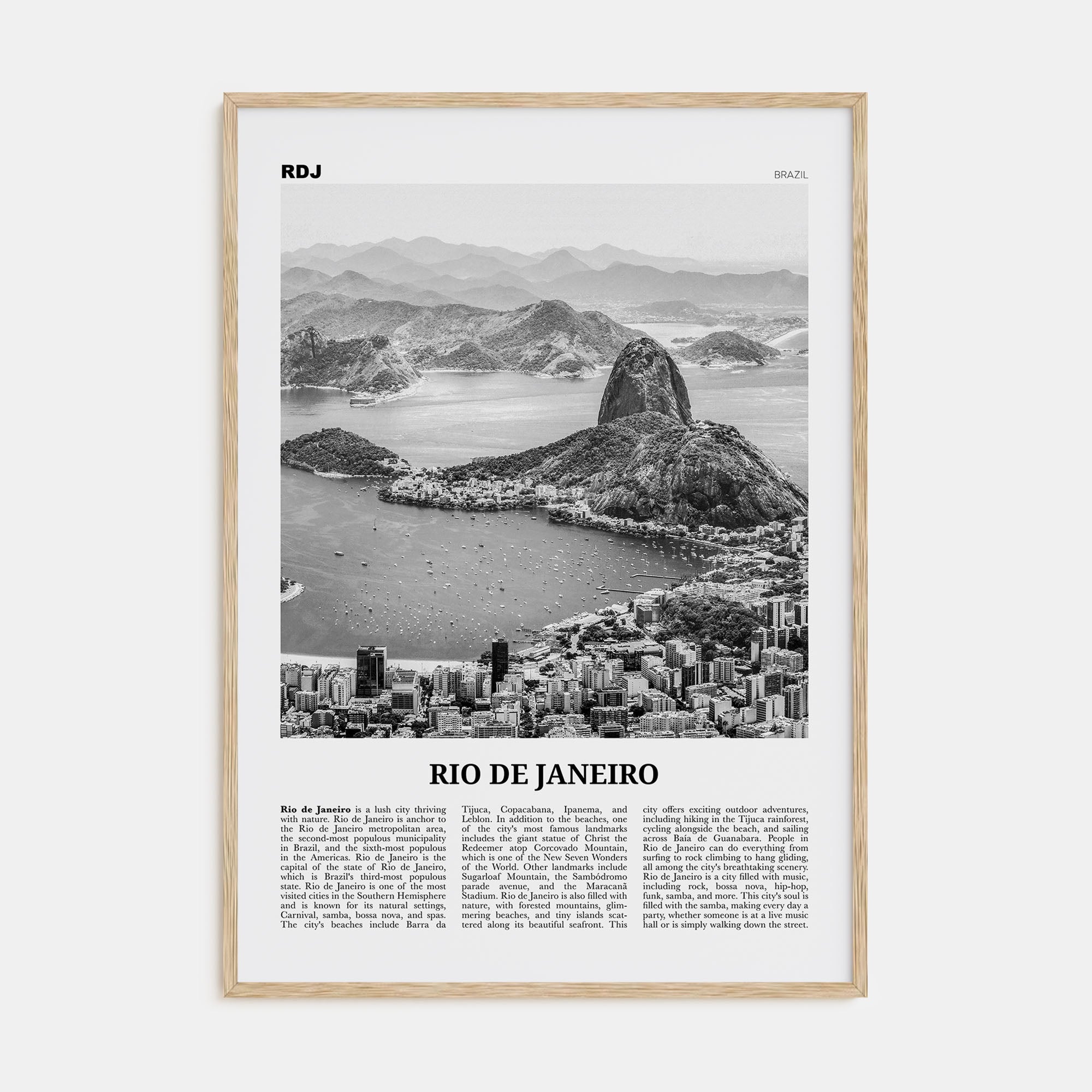 Rio de Janeiro Travel B&W No 1 Poster