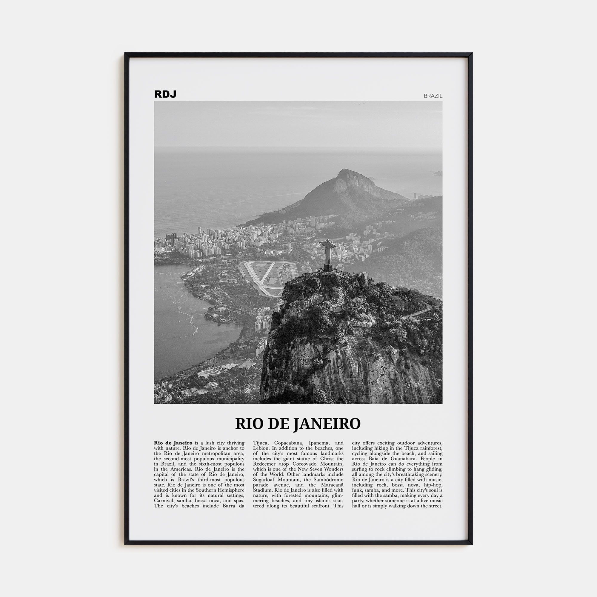 Rio de Janeiro Travel B&W No 2 Poster