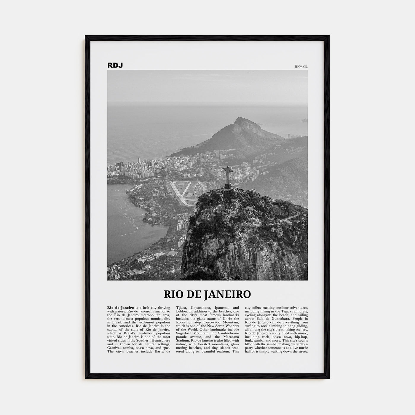 Rio de Janeiro Travel B&W No 2 Poster