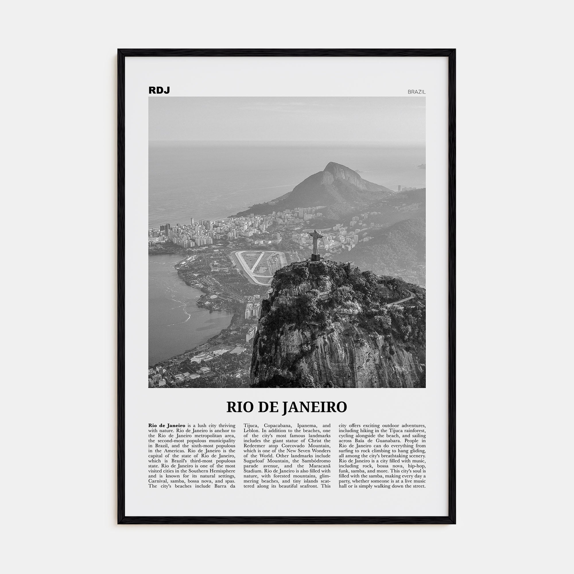 Rio de Janeiro Travel B&W No 2 Poster