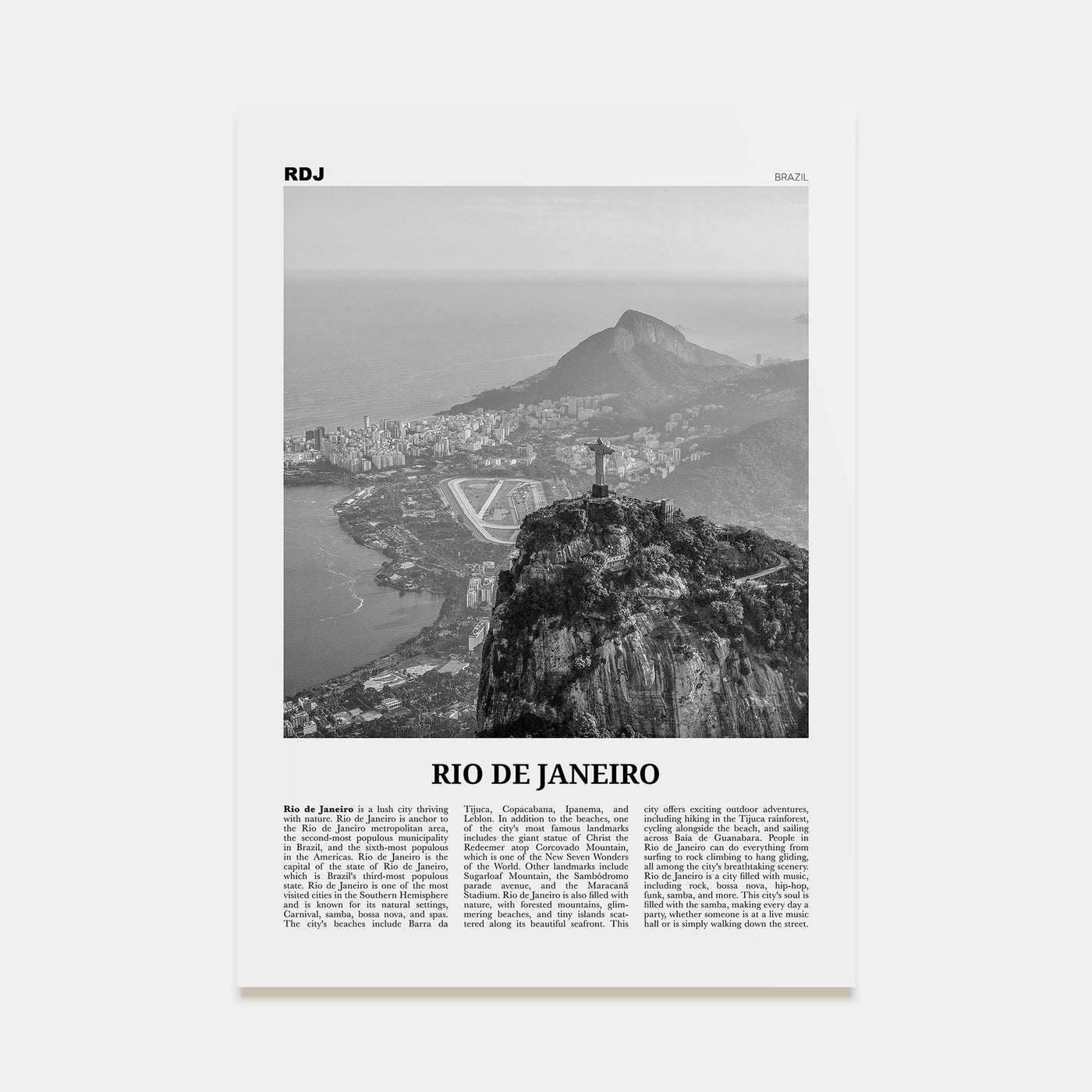 Rio de Janeiro Travel B&W No 2 Poster
