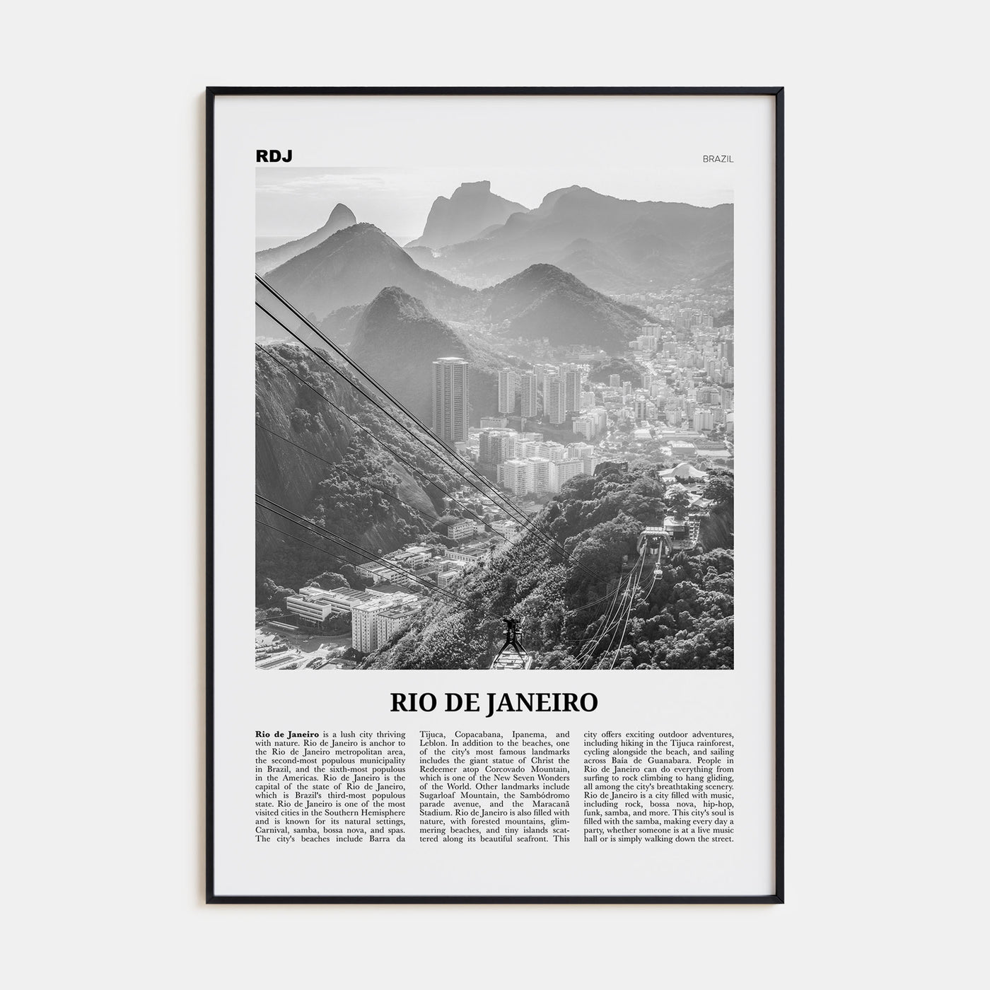 Rio de Janeiro Travel B&W No 3 Poster