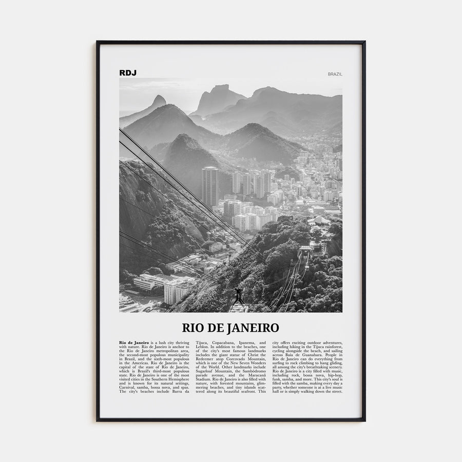 Rio de Janeiro Travel B&W No 3 Poster